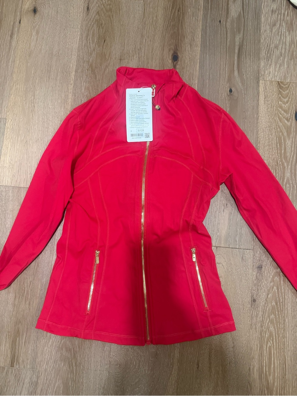 Lululemon Women’s Red Zip-Front Jacket with gold zipper
